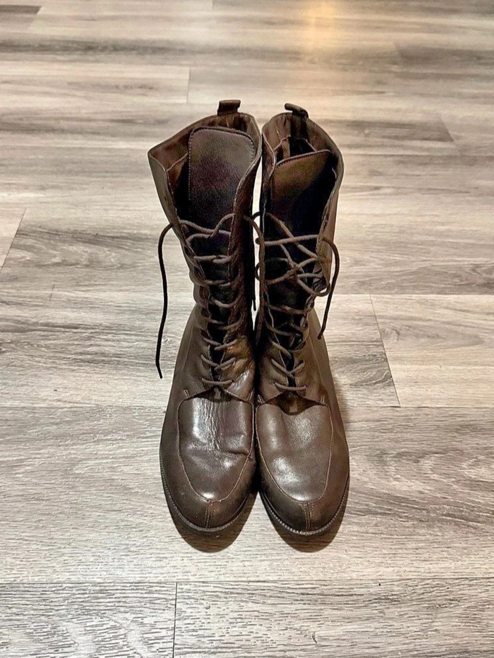 Enzo Angiolini Lace-Up Combat Boots - Brown